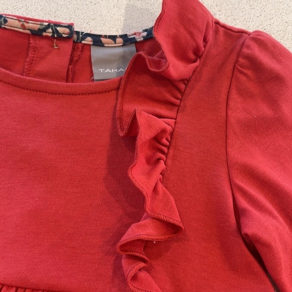 Vintage Style Red Ruffle Dress with Button Back Detail Size 4T - Picture 6 of 11